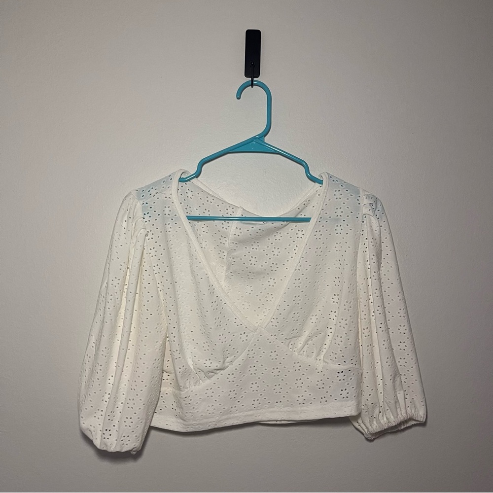 SHEIN • Eyelet Crop Top